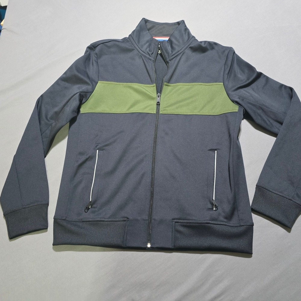 Fourlaps Track Jacket Mens Medium Navy Blue Green Colorblock Full Zip 1030